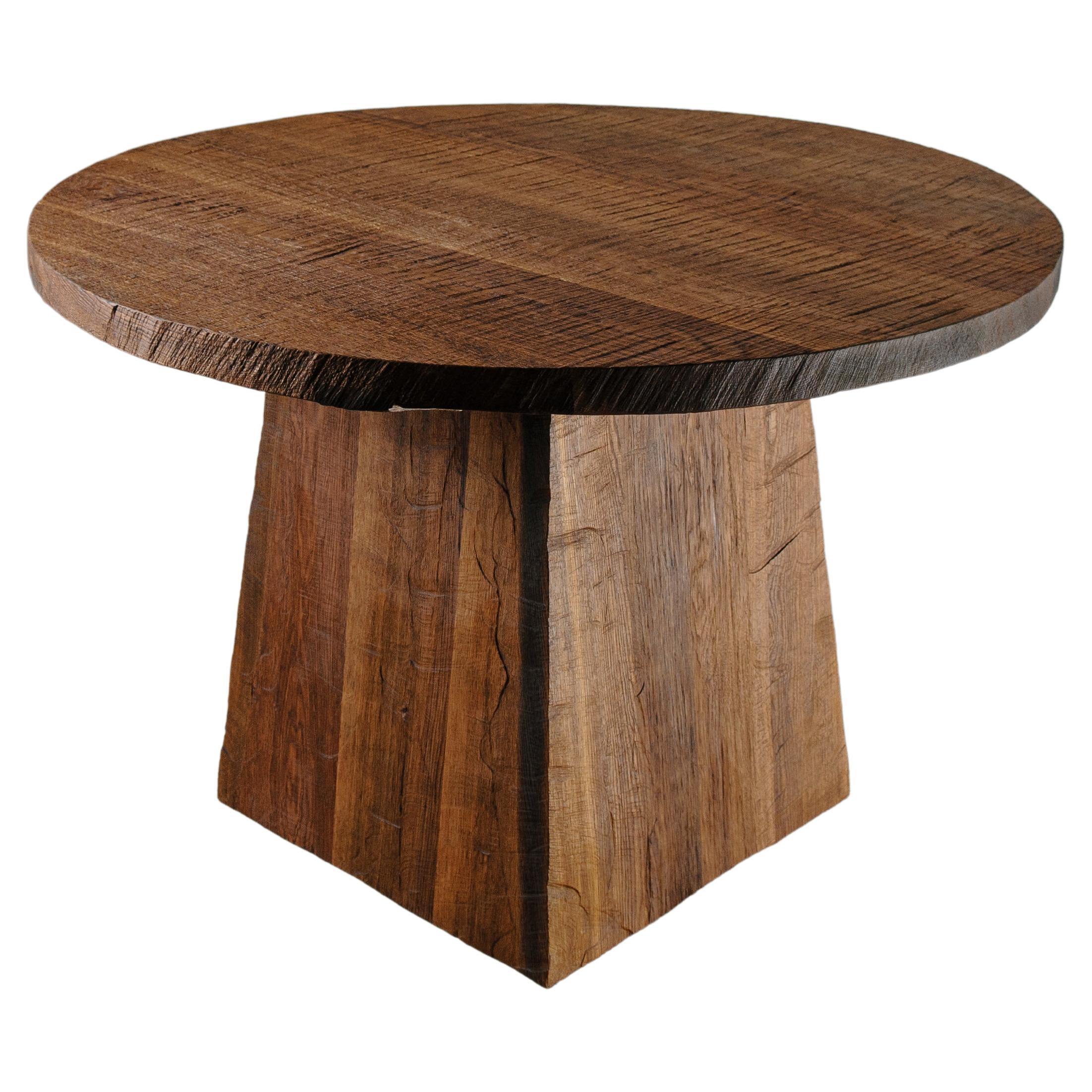 Table centrale brutaliste N1 en bois de chêne massif, 160