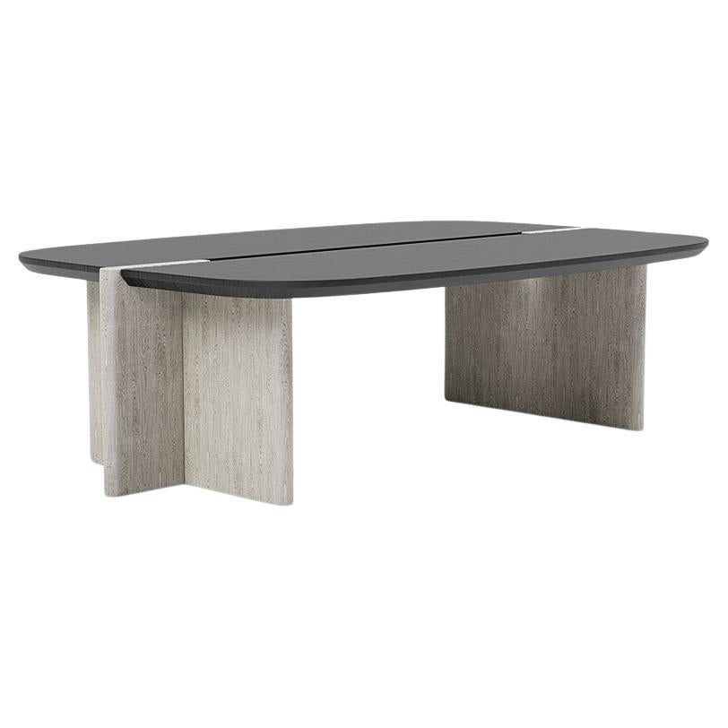 Coffee Table 'Surfside Drive' by Man of Parts, Large, Black & Ivory Ash For Sale
