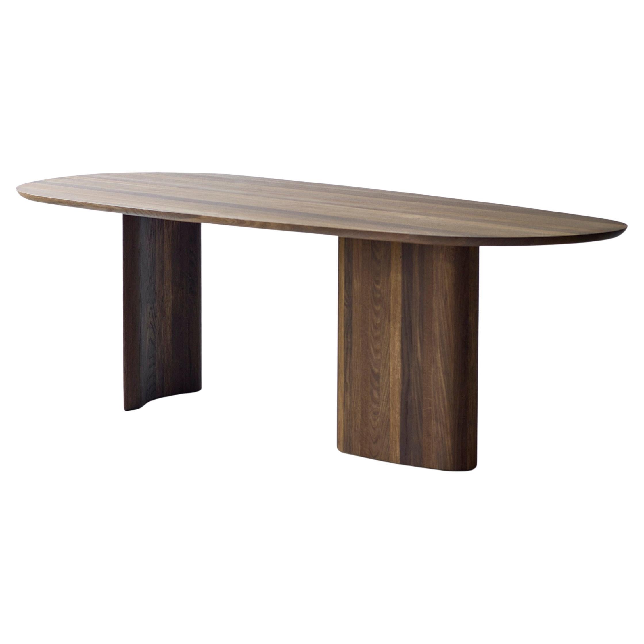 Contemporary Rectangular Dining Table 'Tangent' by DK3, Smoked Oak, 300 cm