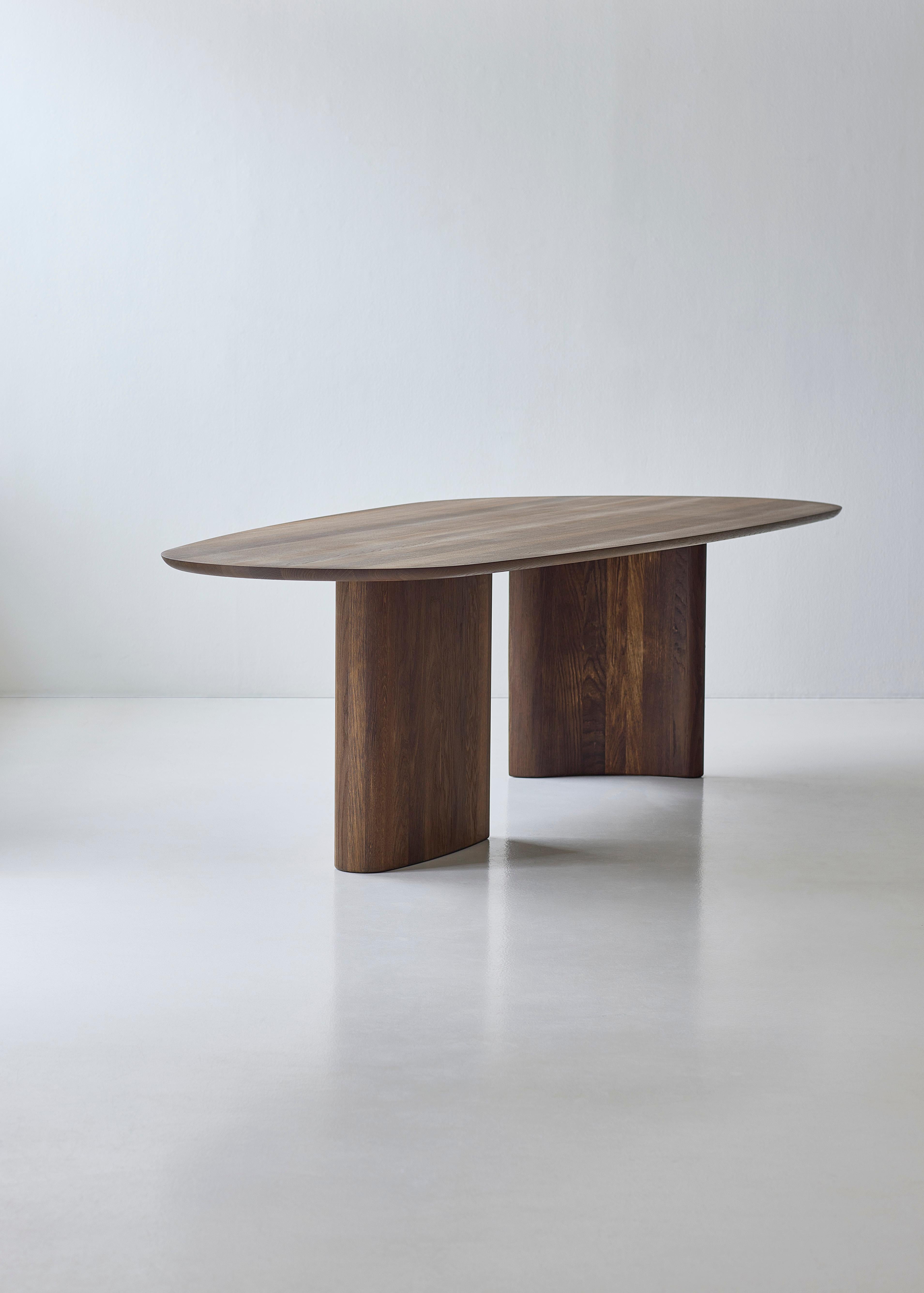 Contemporary Rectangular Dining Table 'Tangent' by DK3, Lacquered Oak, 240 cm For Sale 4