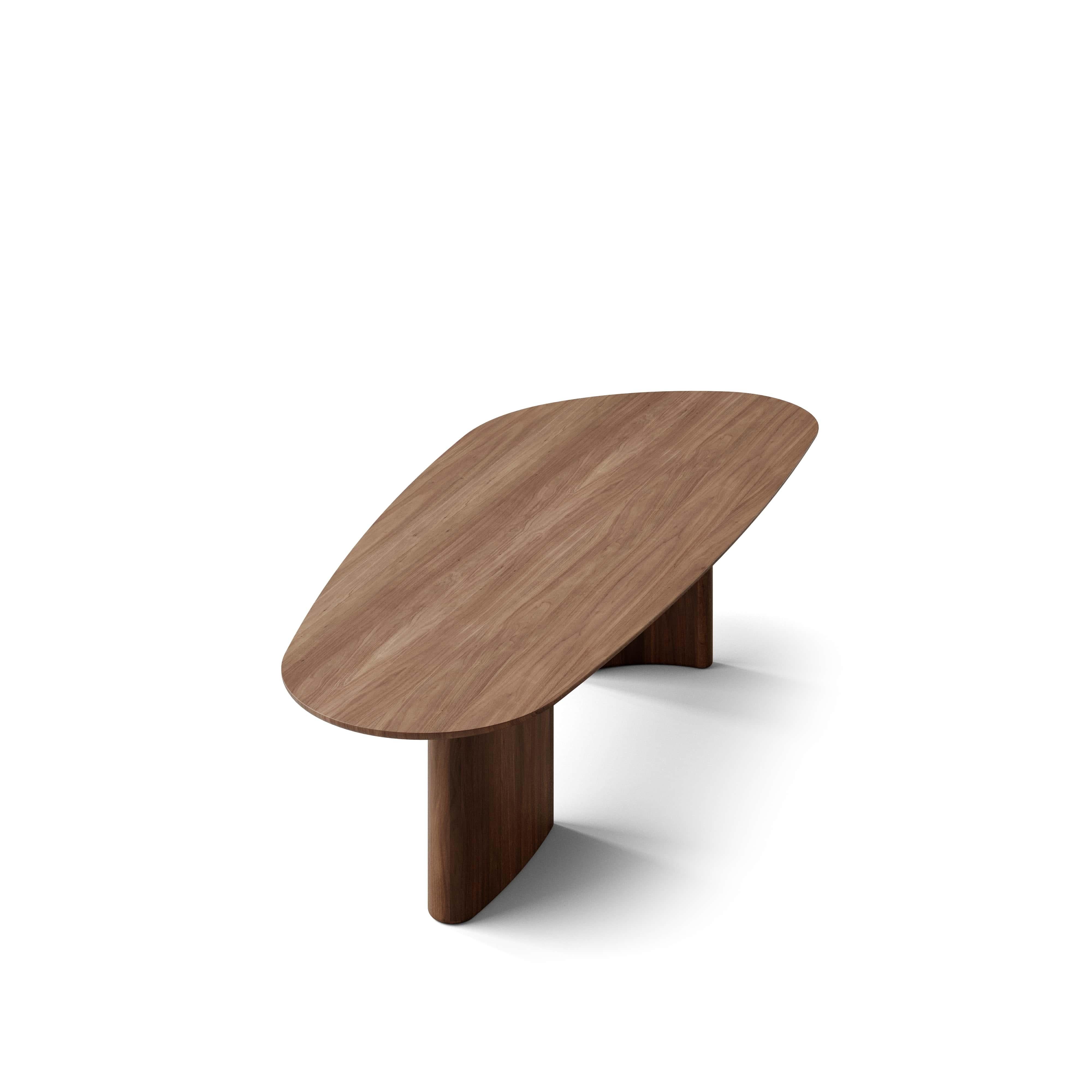 Contemporary Rectangular Dining Table 'Tangent' by DK3, Walnut Lacquered, 240 cm In New Condition For Sale In Paris, IDF