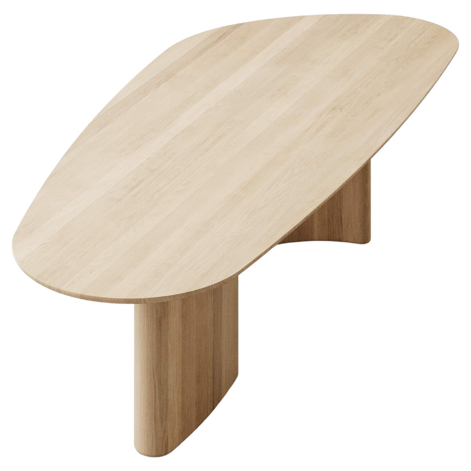 Contemporary Rectangular Dining Table 'Tangent' by DK3, Oiled White Oak, 240 cm