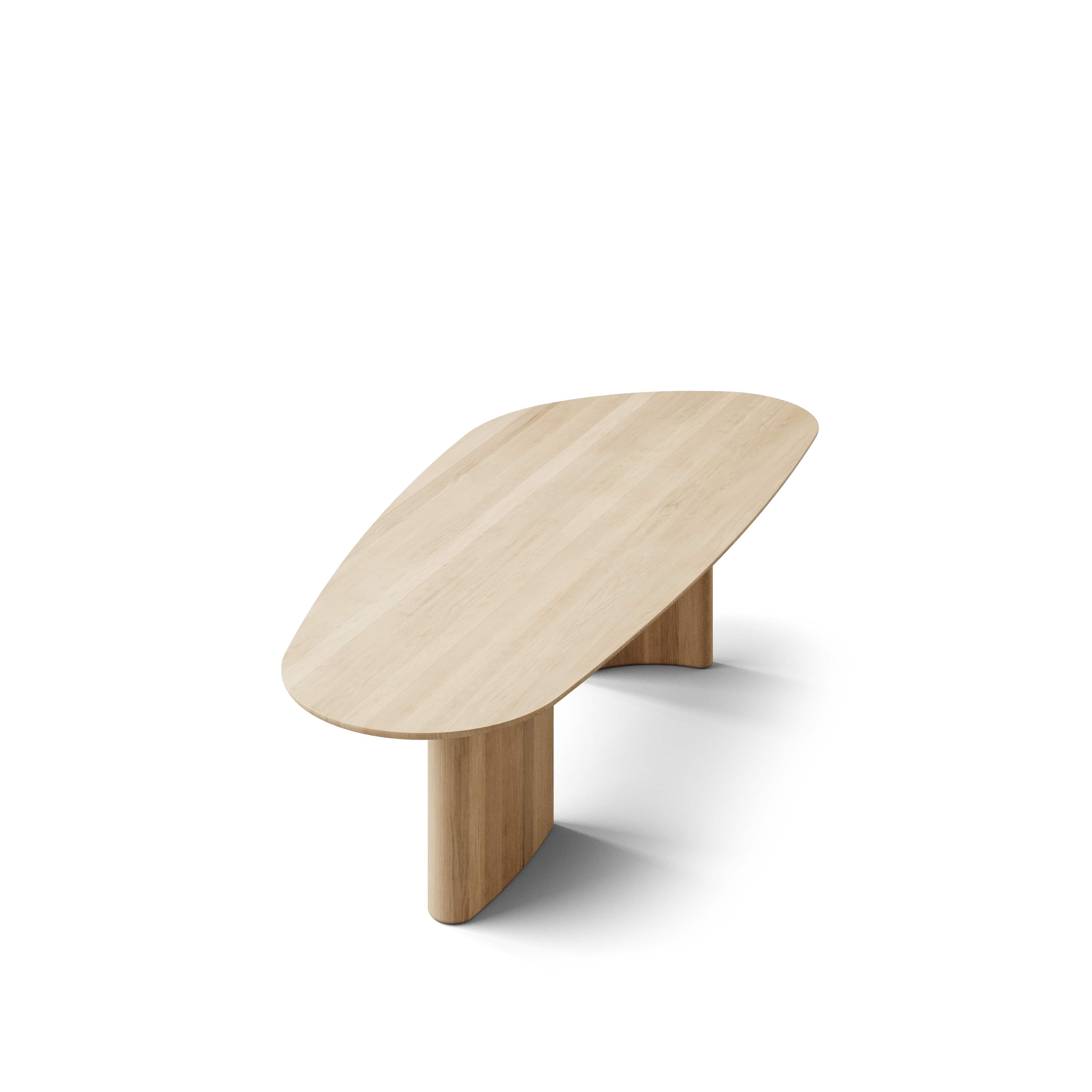 Scandinavian Modern Contemporary Rectangular Dining Table 'Tangent' by DK3, Oiled White Oak, 400 cm For Sale