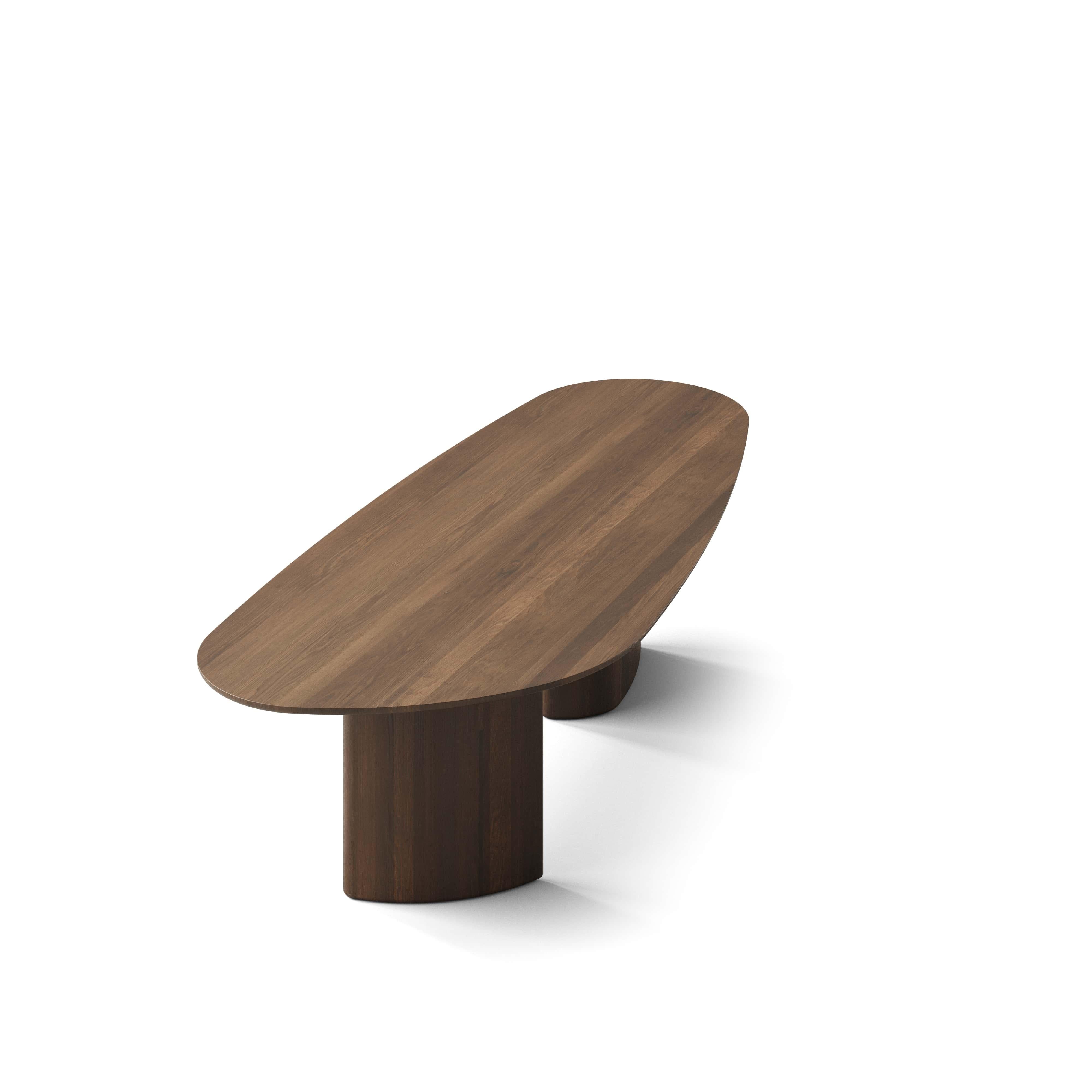 Scandinavian Modern Contemporary Rectangular Dining Table 'Tangent' by DK3, Smoked Oak, 400 cm For Sale