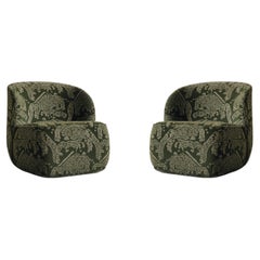 Pair of Swivel Lounge Chairs 'Pipe' by Friends & Founders, Tiger Mountain Velvet