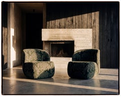 Pair of Swivel Lounge Chairs 'Pipe' by Friends & Founders, Tiger Mountain Velvet