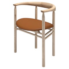 Modern Armchair 'LINEA RMT6' by Rudi Merz, Ash/Leather Elmosoft 33004 Cognac