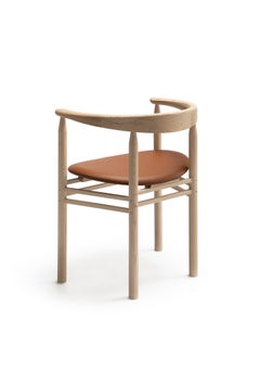 Modern Armchair 'LINEA RMT6' by Rudi Merz, Ash/Leather Elmosoft 33004 Cognac
