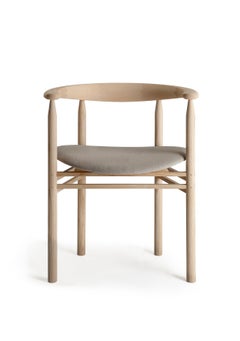Modern Armchair 'LINEA RMT6' by Rudi Merz, Ash/Fabric Steelcut Trio