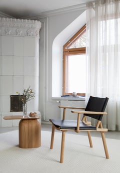 Lounge-Sessel „DECEMBER“ von Jasper Morrison & Wataru Kumano, Eiche und schwarzes Leder