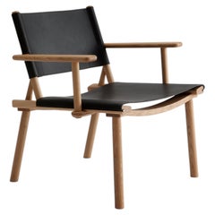 Lounge-Sessel „DECEMBER“ von Jasper Morrison & Wataru Kumano, Eiche und schwarzes Leder