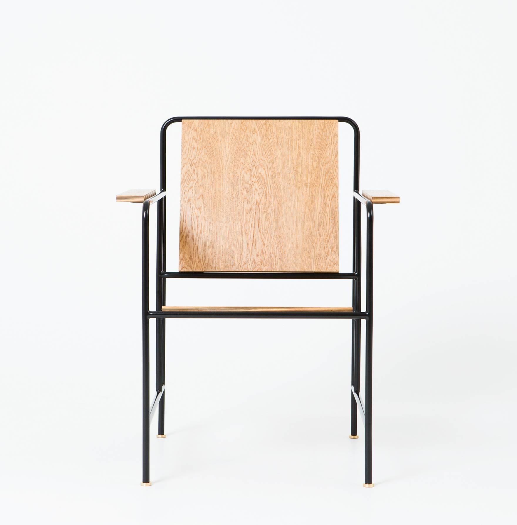 Veneer M Armchair 'Oak veneer and Metal structure' - Le Corbusier inspiration For Sale