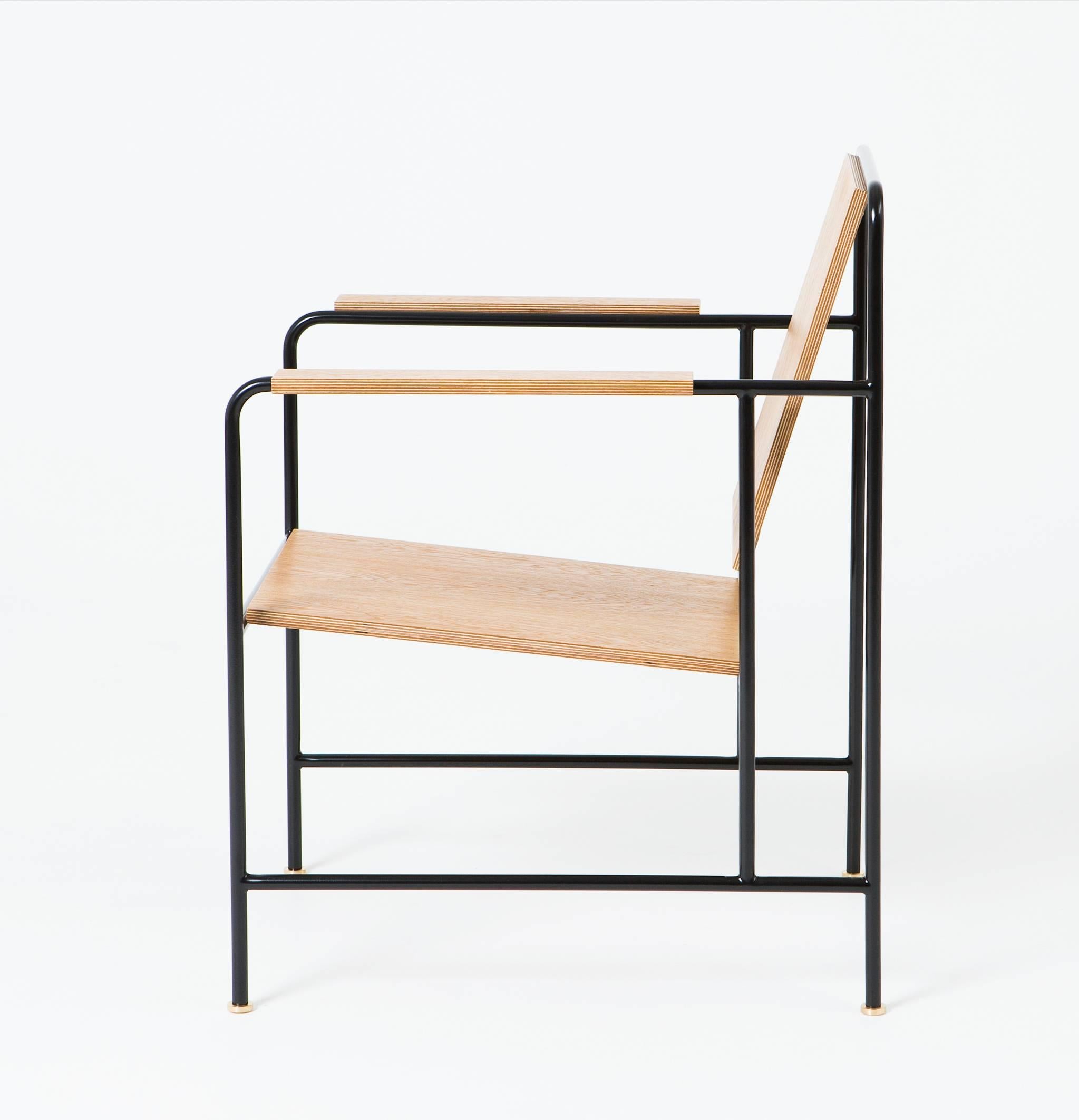 Russian M Armchair 'Oak veneer and Metal structure' - Le Corbusier inspiration For Sale