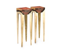 Wood Casting 'TM' Short Console II 'Brass and Wood' by Hilla Shamia