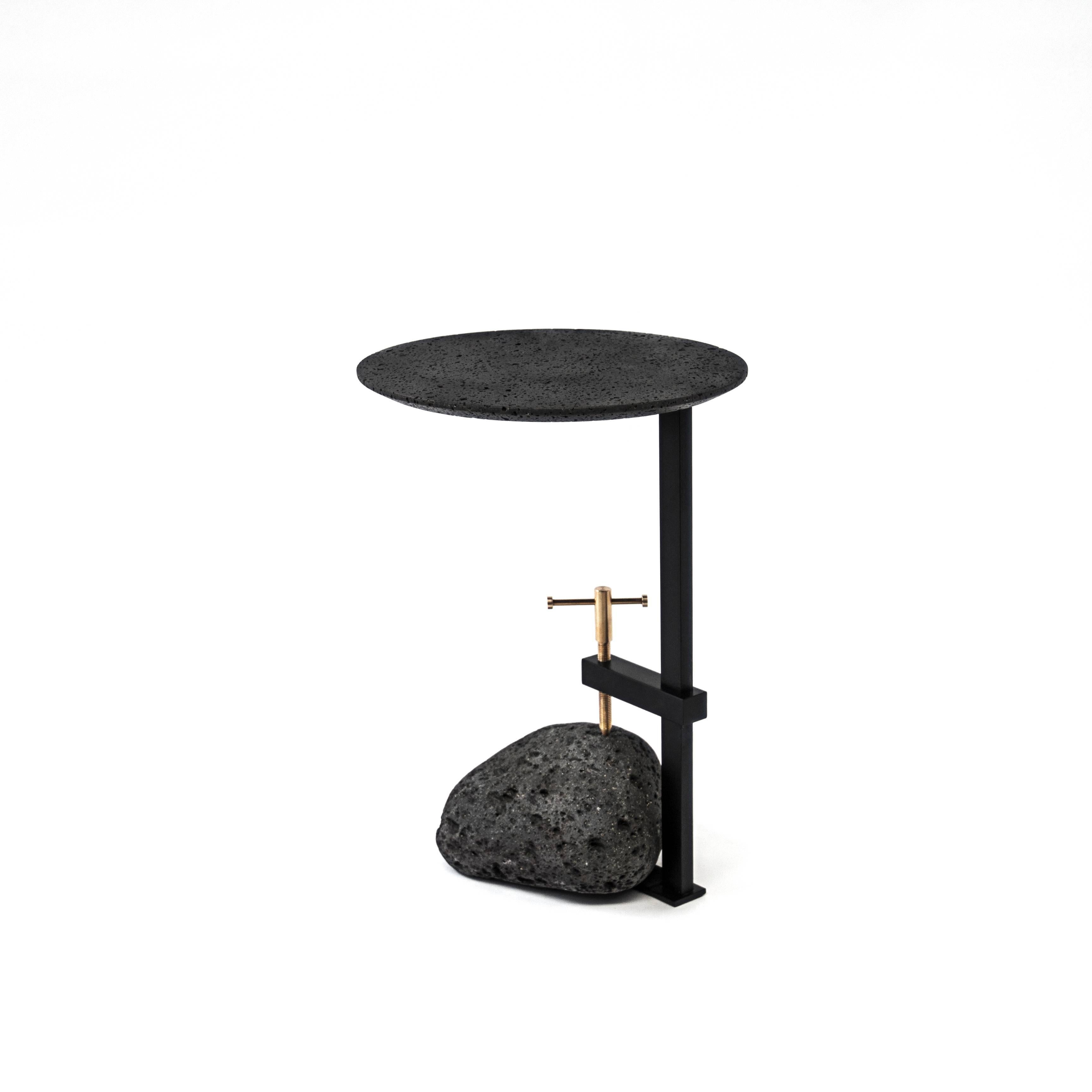 Chinese Studio Buzao, Black Lava Stone Side Table by Bentu Design For Sale