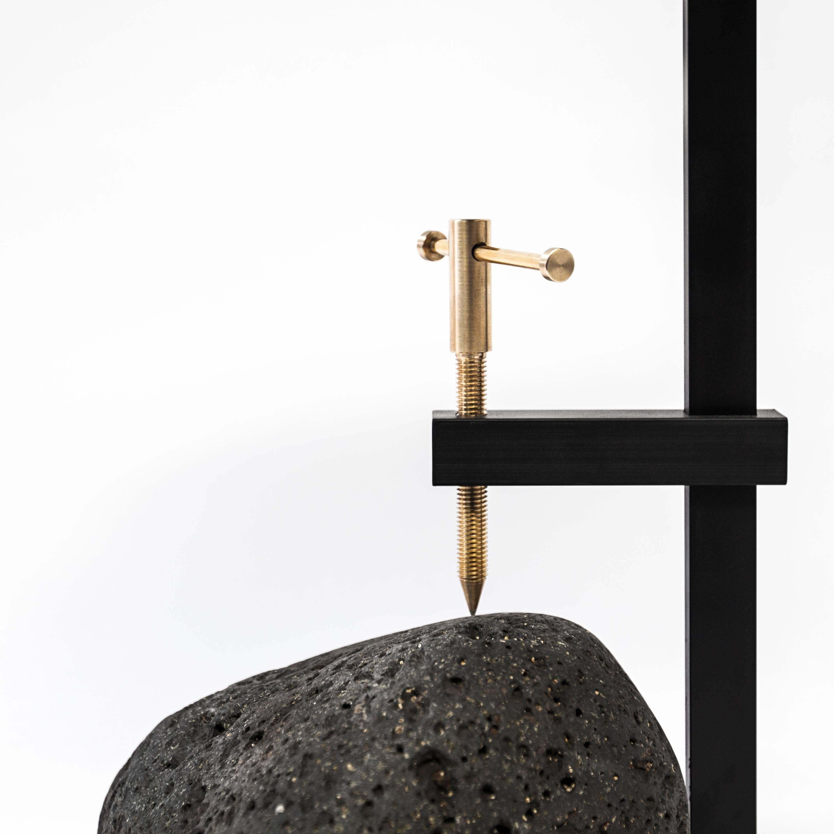 Studio Buzao, Black Lava Stone Side Table by Bentu Design For Sale 1