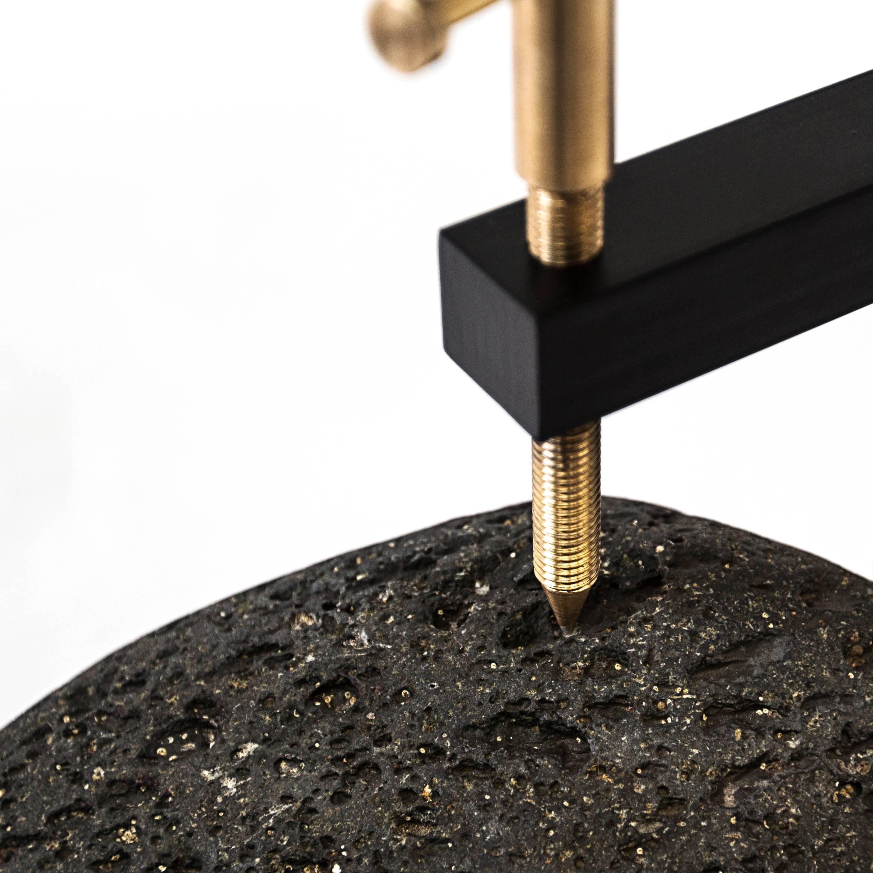 Industrial Studio Buzao, Black Lava Stone Side Table by Bentu Design For Sale