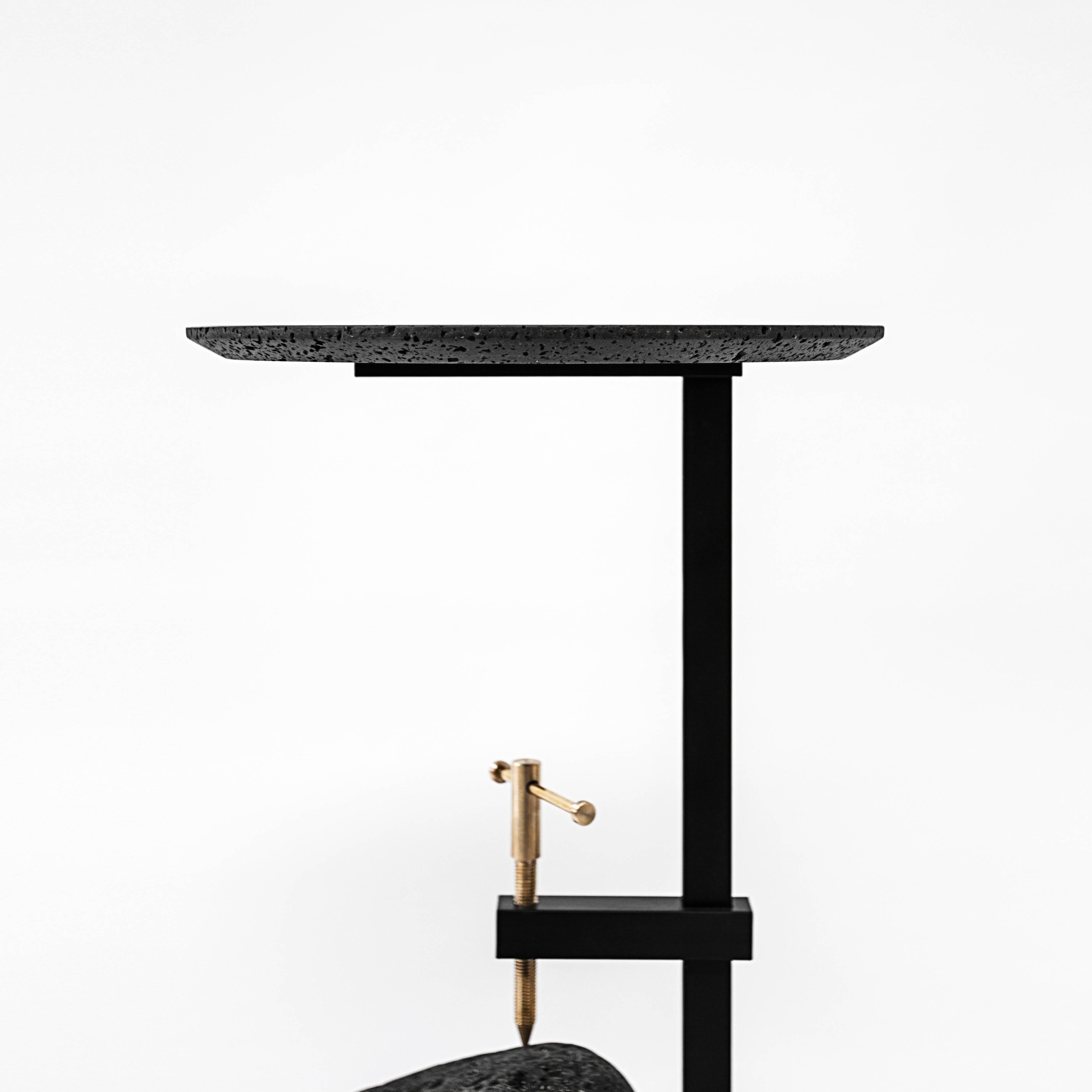 Studio Buzao, Black Lava Stone Side Table by Bentu Design For Sale 3