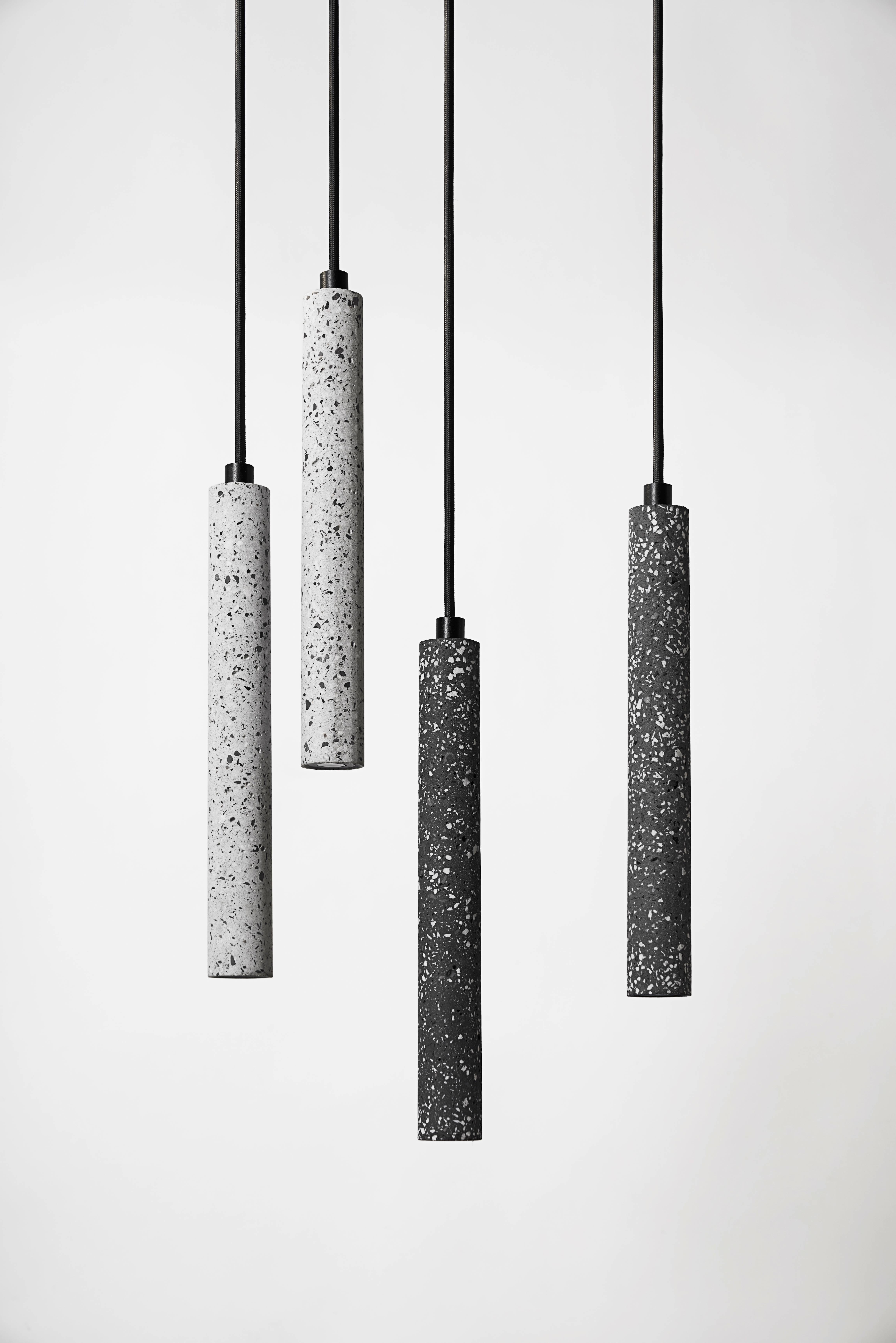 Chinese Bang, Black Terrazzo and Concrete Ceiling Lamp by Bentu Design For Sale