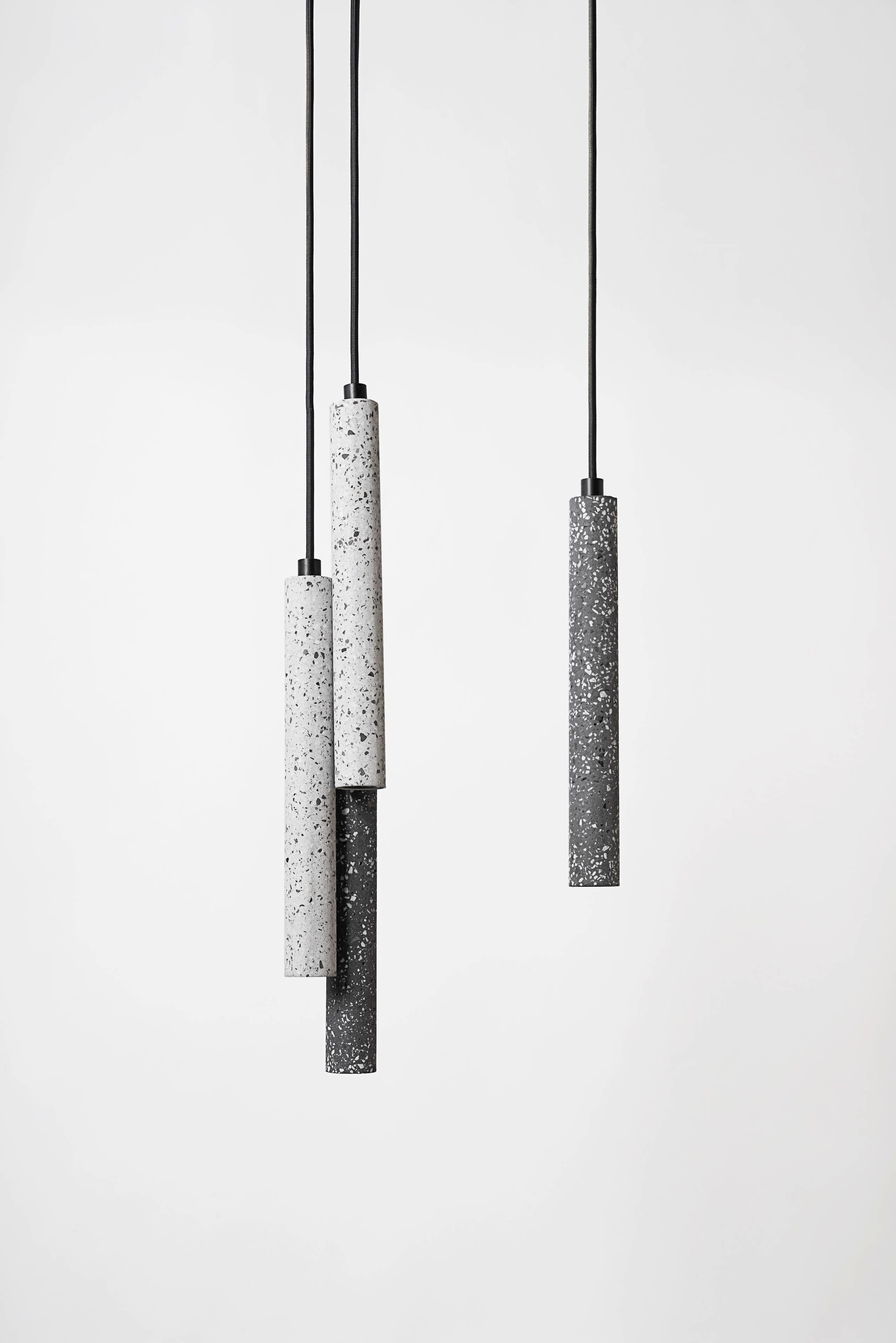 Industrial Bang, White Terrazzo and Concrete Ceiling Lamp by Bentu Design For Sale