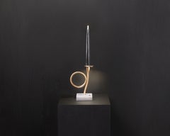 „Il Pezzo 3 Bugia“ – Tragbare, wiederaufladbare Lampe mit 1 Kristall, Messing und Alabaster