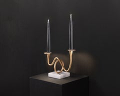 „Il Pezzo 3 Bugia“ – Tragbare, wiederaufladbare Lampe mit 2 Kristallen, Messing und Alabaster