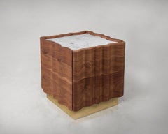 "Il Pezzo 2 Nightstand" night table - solid walnut - Carrara marble - brass