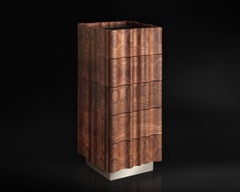"Il Pezzo 2 Highboy" dresser in American walnut - Marquinia marble - nickel base