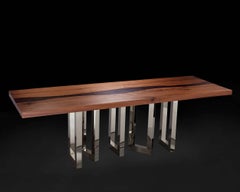 "Il Pezzo 6 Long Table" length 260cm/102.4” - walnut and wenge - nickel base
