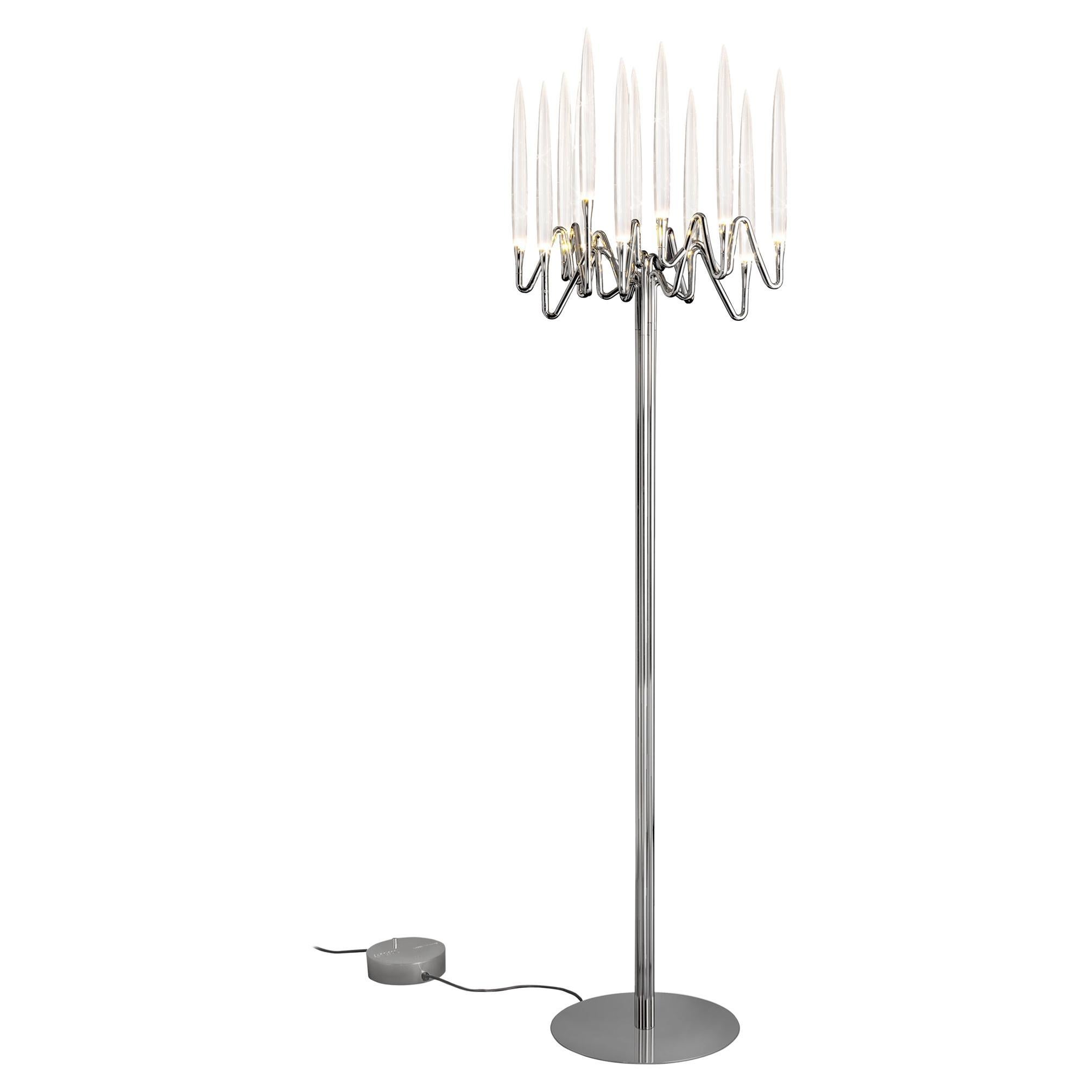 "Il Pezzo 3 Floor Lamp" - nickel - crystal - LEDs For Sale