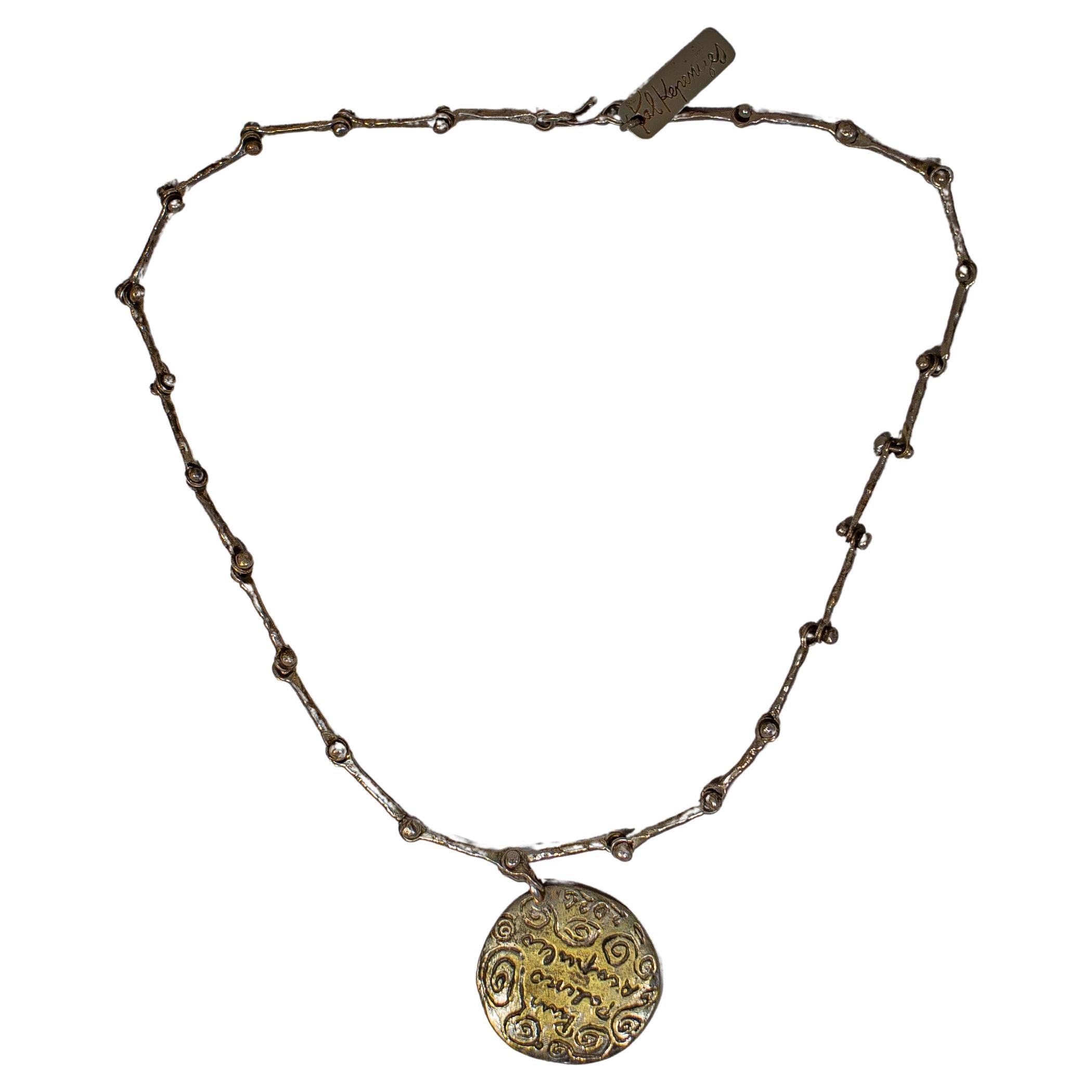 Pal Kepenyes Brutalist Silver and Bronze Necklace