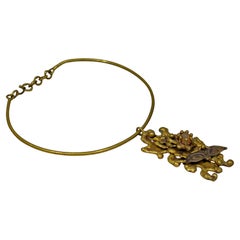 Pal Kepenyes Brutalist Bronze Necklace with Kinetic Pendant