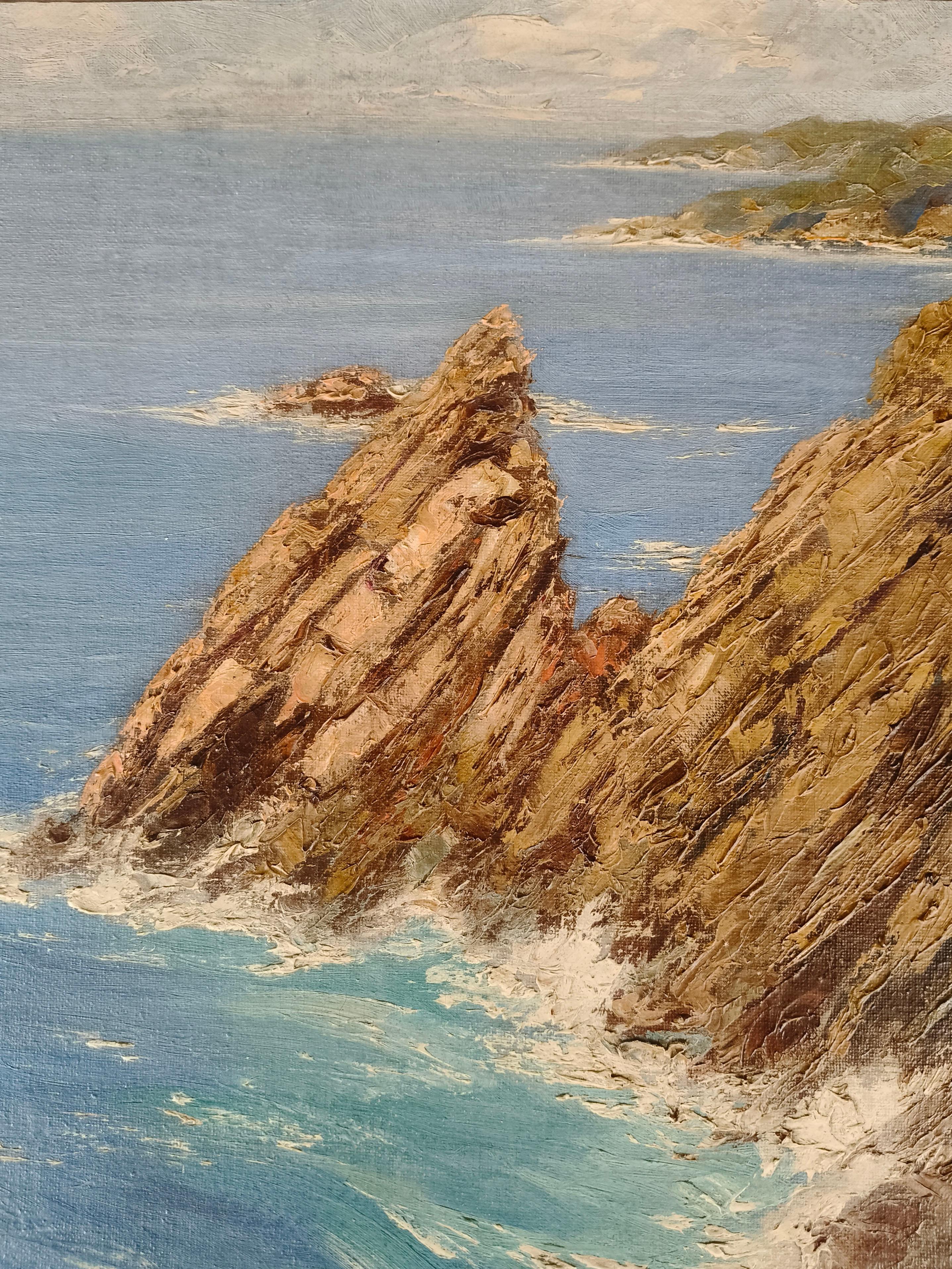 Guillermo Gómez Mayorga La Quebrada Öl auf Leinwand Gemälde (Handbemalt) im Angebot