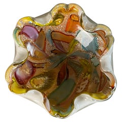 Cendrier circulaire des années 1950 de Dino Martens en verre de Murano multicolore Tutti Frutti