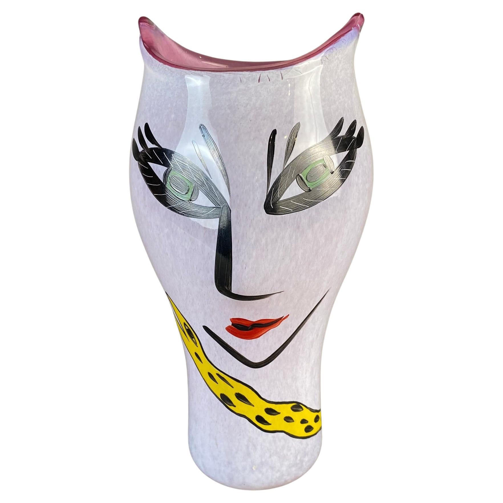 Vaso di fiori Open Minds Pink Face di Ulrica Hydman-Vallien per Kosta Boda
