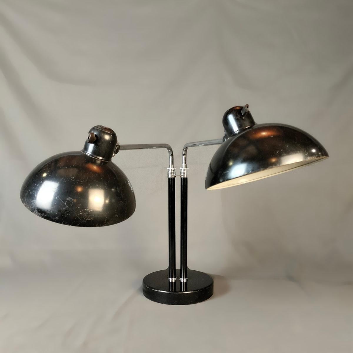 A 1930's Bauhaus German double desk lamp. Model 6580 