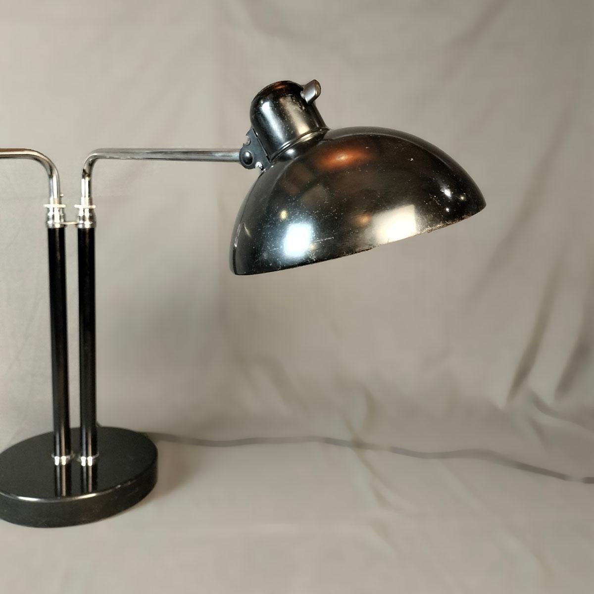 Mid-20th Century Christian Dell For Kaiser Idell German 1930's Model 6580 Double Desk Lamp For Sale
