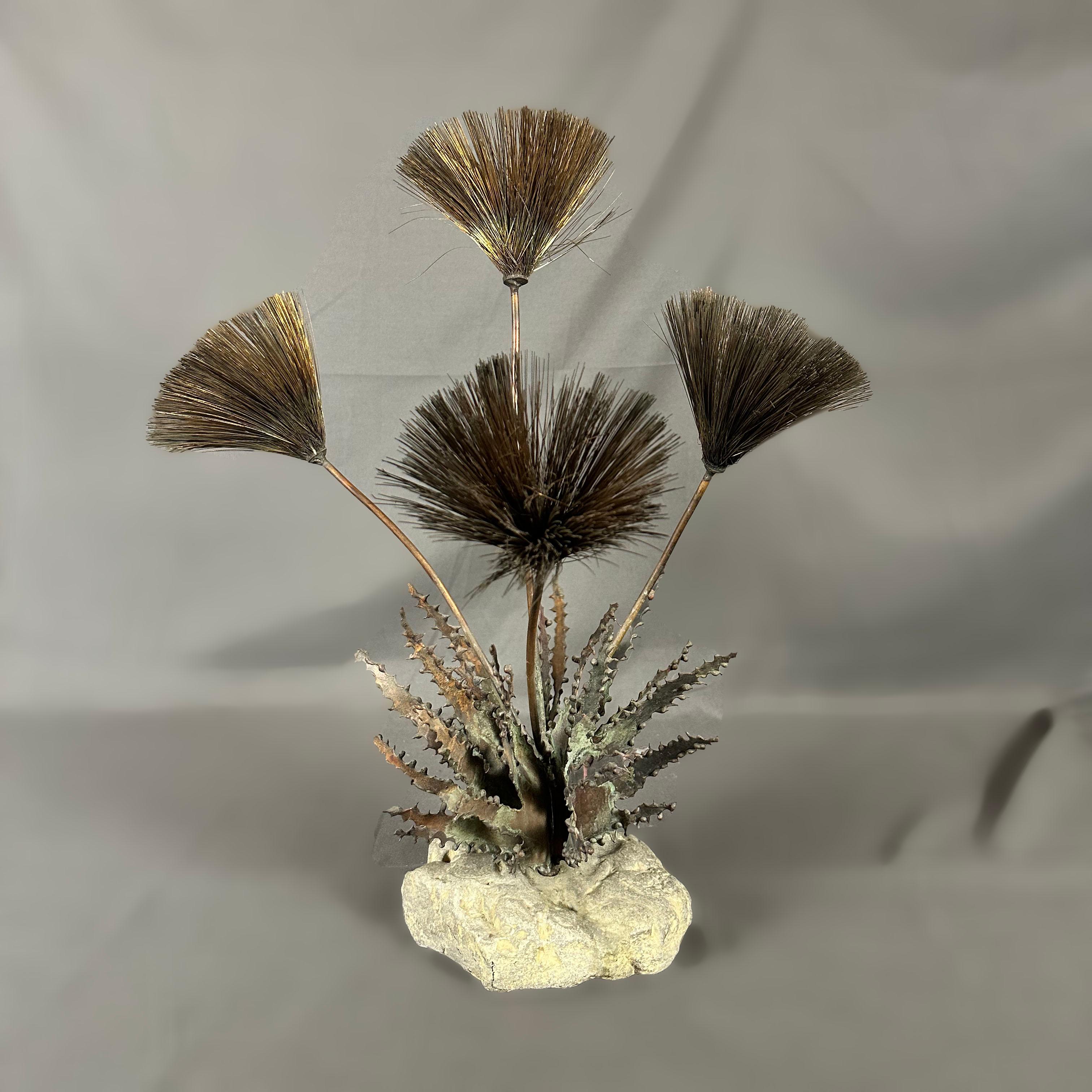 John Steck Brutalist Copper And Stone Desert Rose Table Sculpture For Sale 1