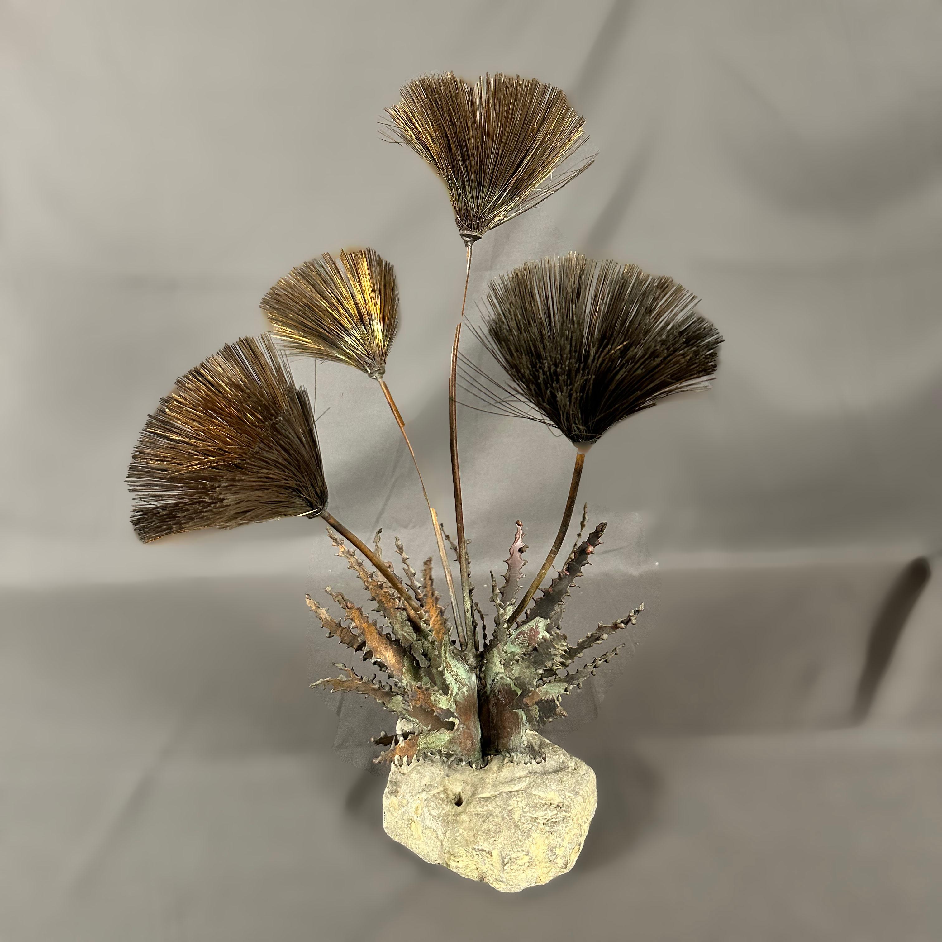 John Steck Brutalist Copper And Stone Desert Rose Table Sculpture For Sale 2