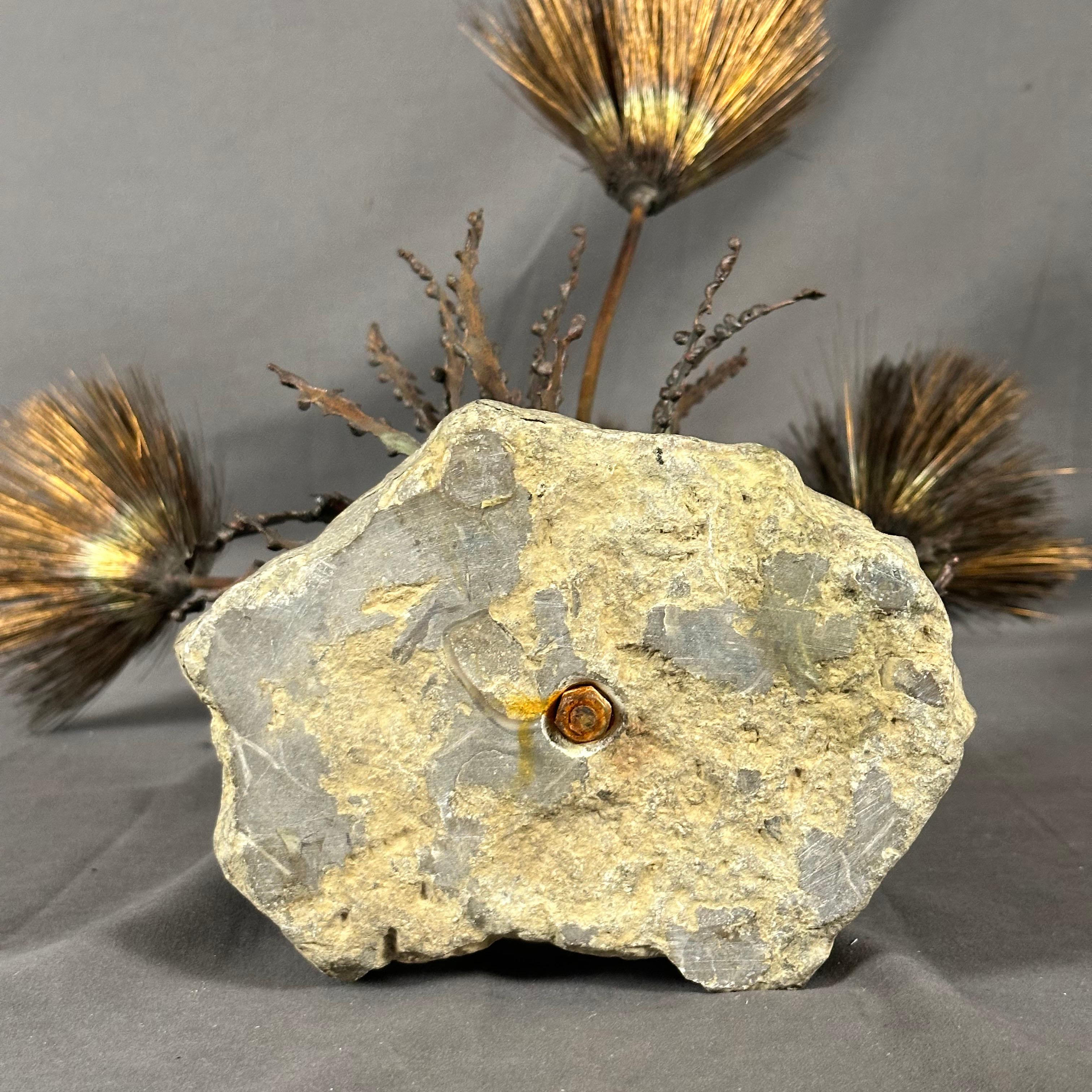 John Steck Brutalist Copper And Stone Desert Rose Table Sculpture For Sale 3
