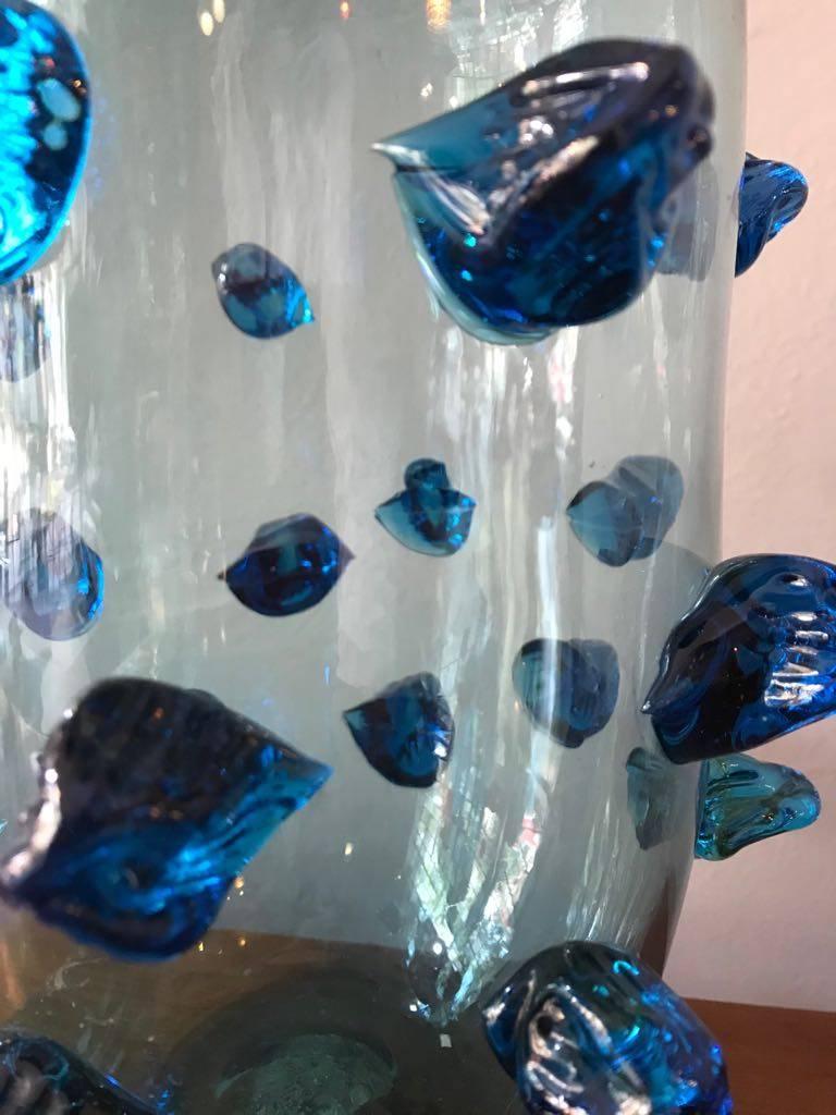 Mid-Century Modern Blue Murano Glass Vase