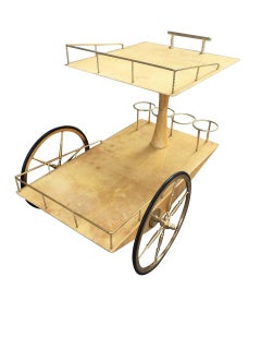 Bar Cart by Aldo Tura Goatskin and Brass