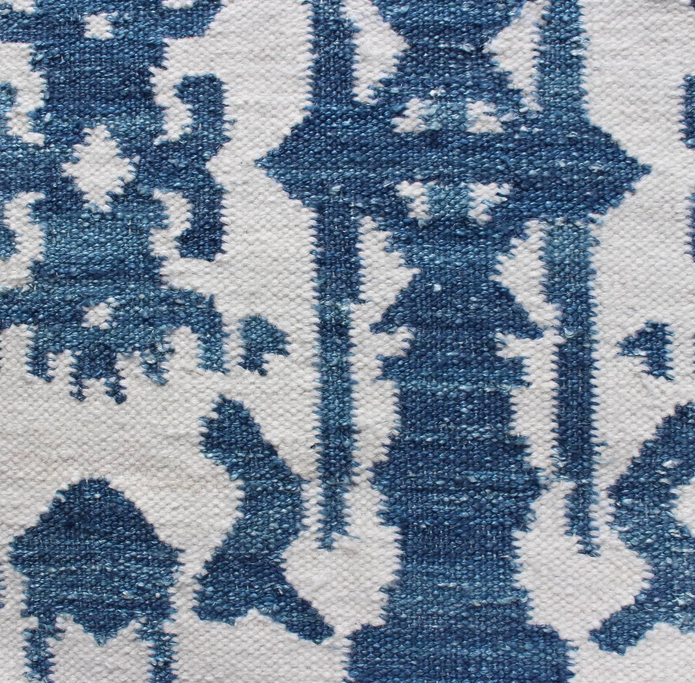 Hand-Woven Eskayel, Biami, Indigo Flat-Weave Rug