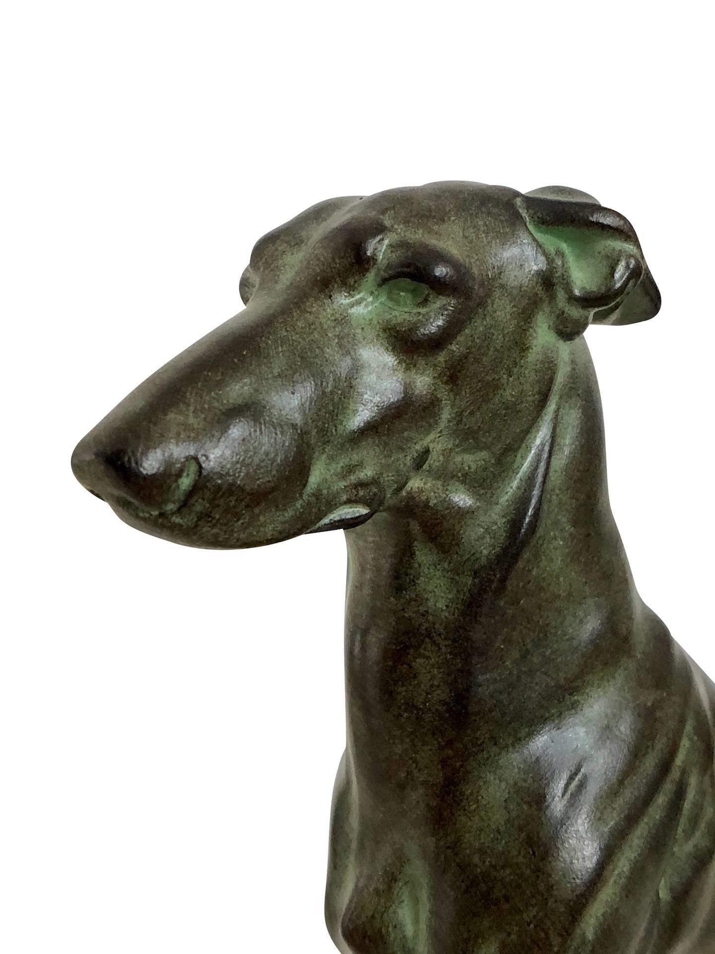 French Original Greyhound Sculpture Sloughi by Masson, Original Max Le Verrier