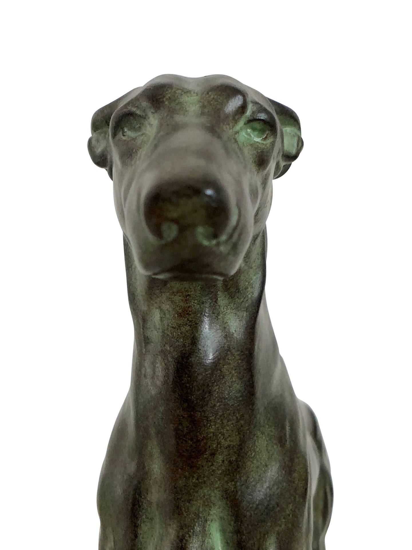 Original Greyhound Sculpture Sloughi by Masson, Original Max Le Verrier In Excellent Condition In Ulm, DE