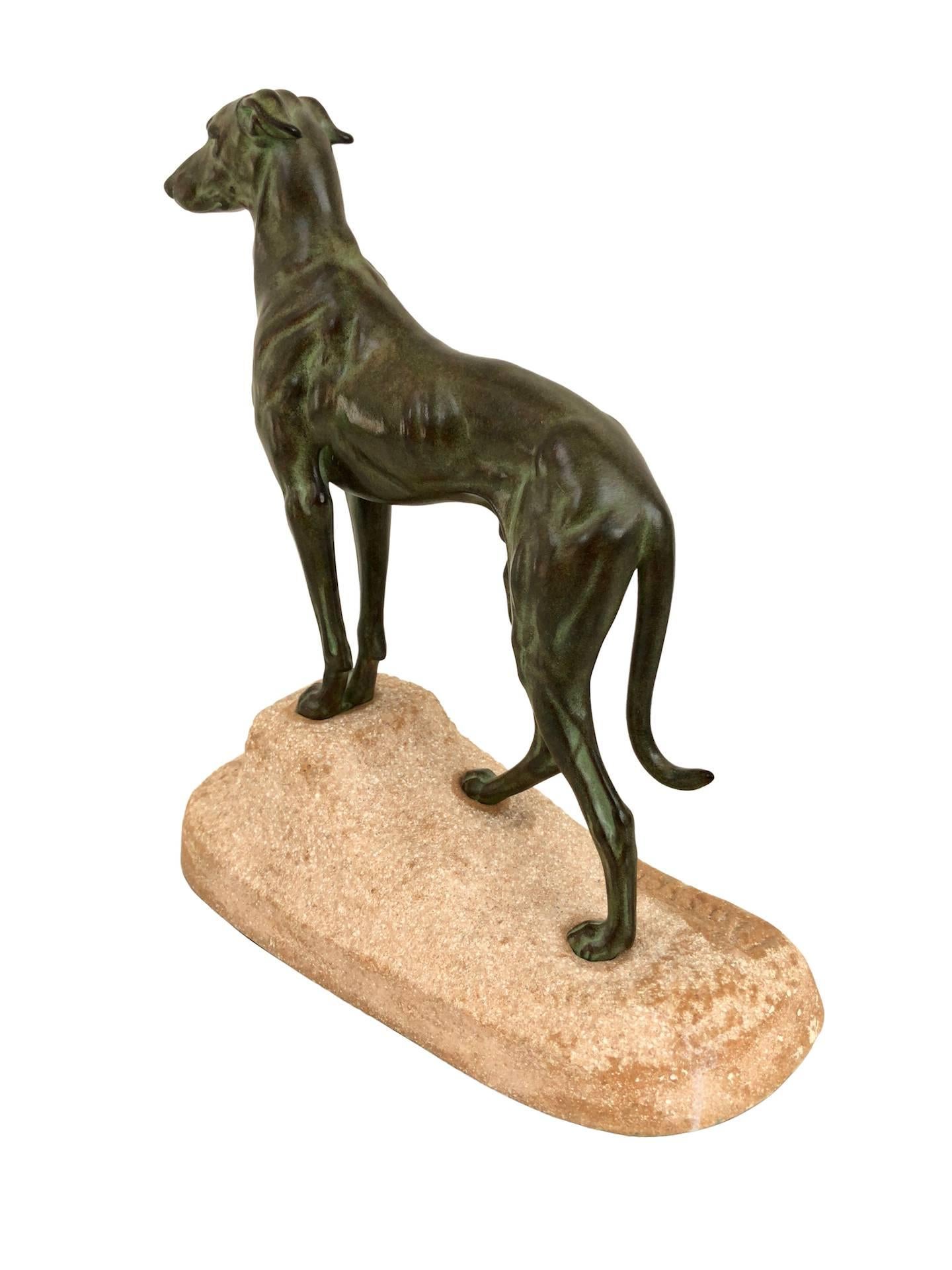Original Greyhound-Skulptur „Sloughi“ von Masson, Original Max Le Verrier 2