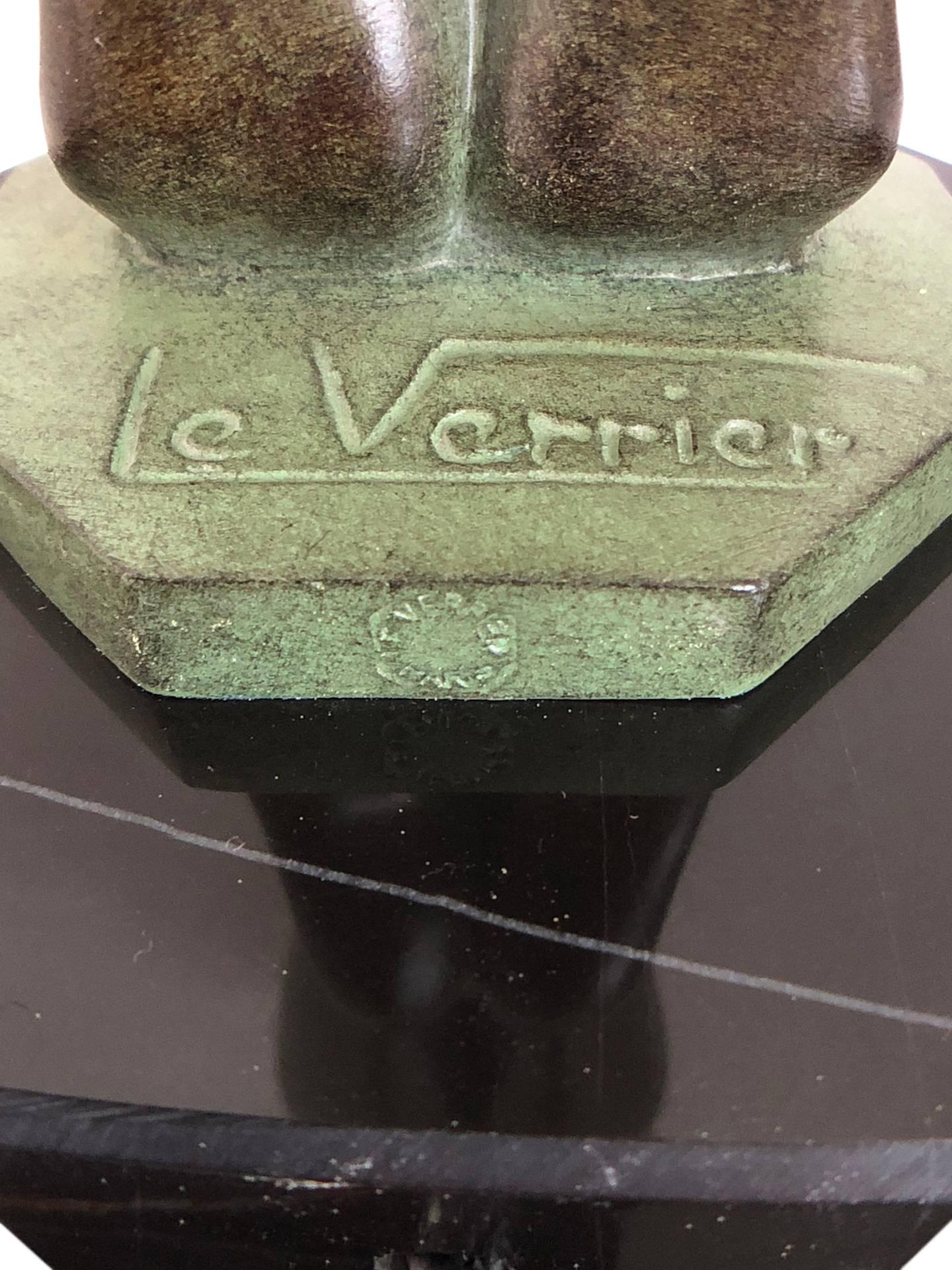 Important Art Deco Sculpture, Lamp, Lumina, Original Max Le Verrier In Excellent Condition In Ulm, DE