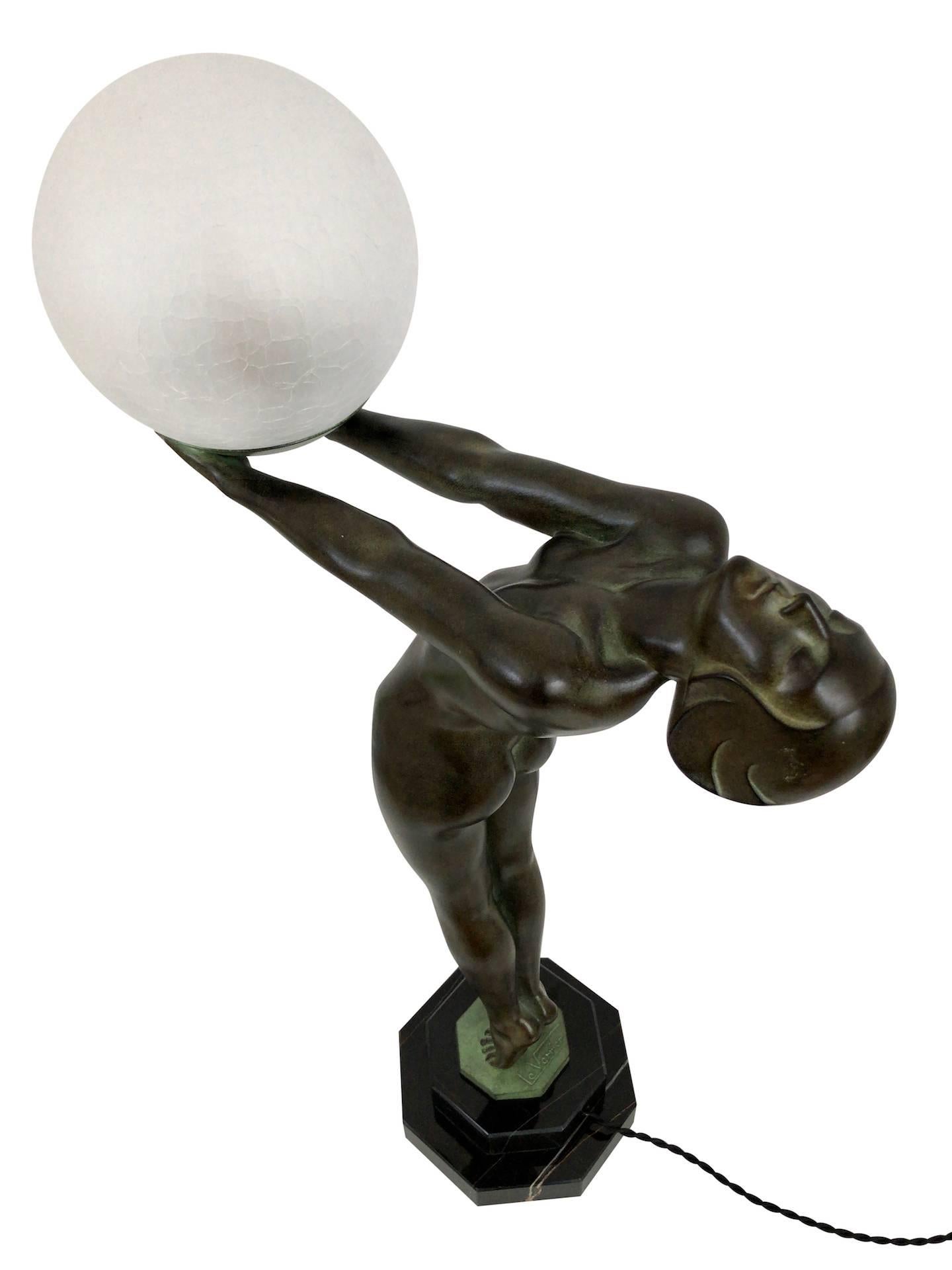 Important Art Deco Sculpture, Lamp, Lumina, Original Max Le Verrier 3