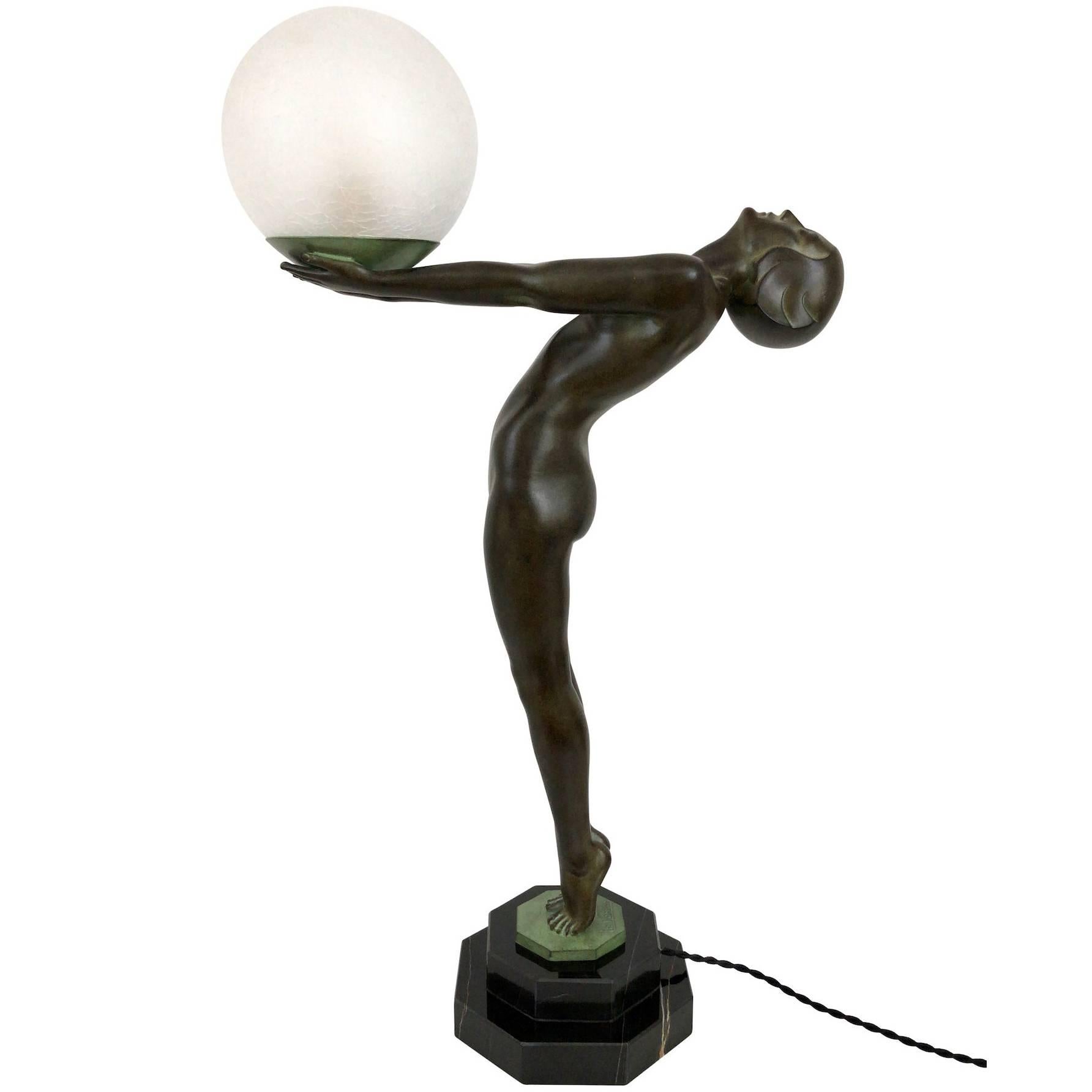 Important Art Deco Sculpture, Lamp, Lumina, Original Max Le Verrier