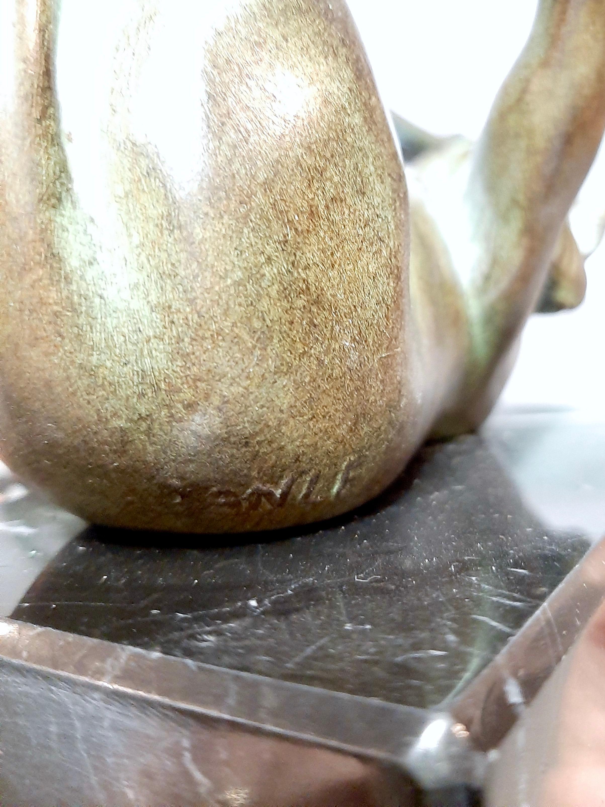 Jongleur Table Lamp of a Cat with a Glass Ball by Janle and Max Le Verrier In Excellent Condition In Ulm, DE